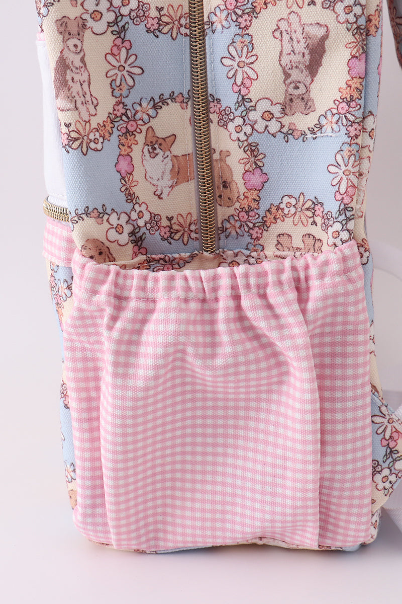 Pink Puppy Embroidered School Backpack