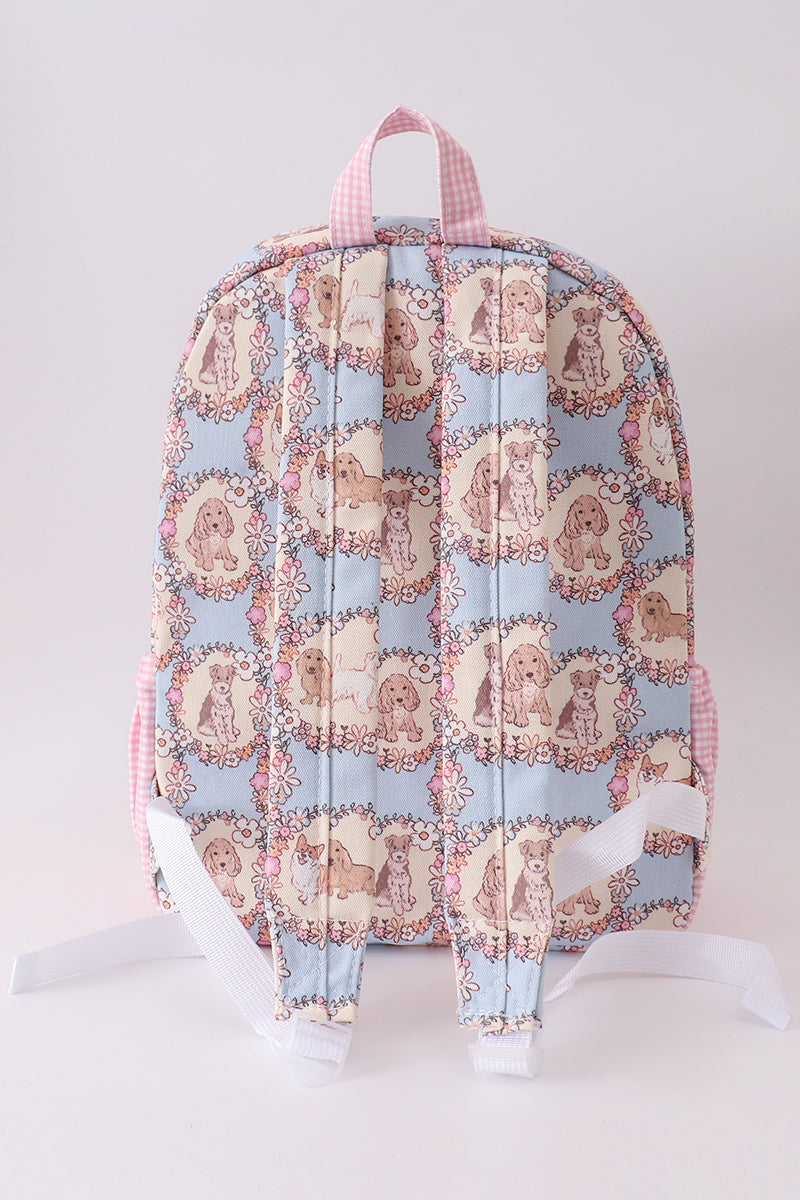 Pink Puppy Embroidered School Backpack